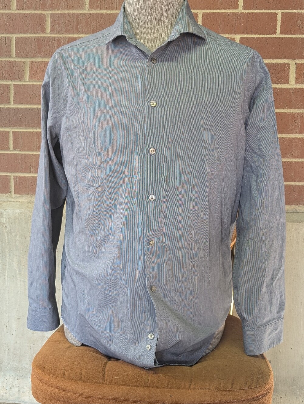 Calvin Klein Slim Fit Non Iron Dress Shirt Mens 16 32/33 Blue Button Down Career